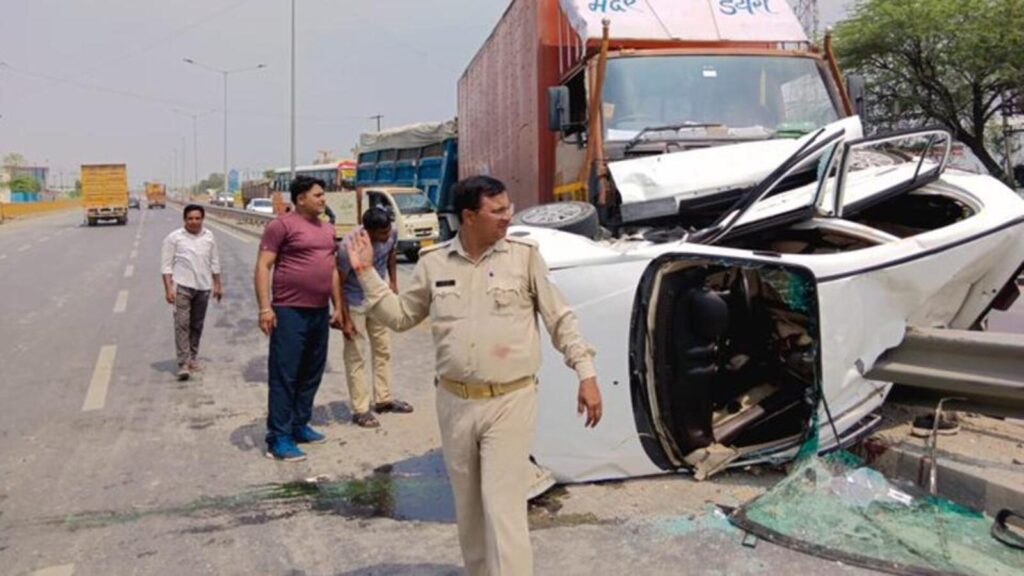 Car crushed in NH 91 crash in Gr Noida; victims pulled out after breaking windows