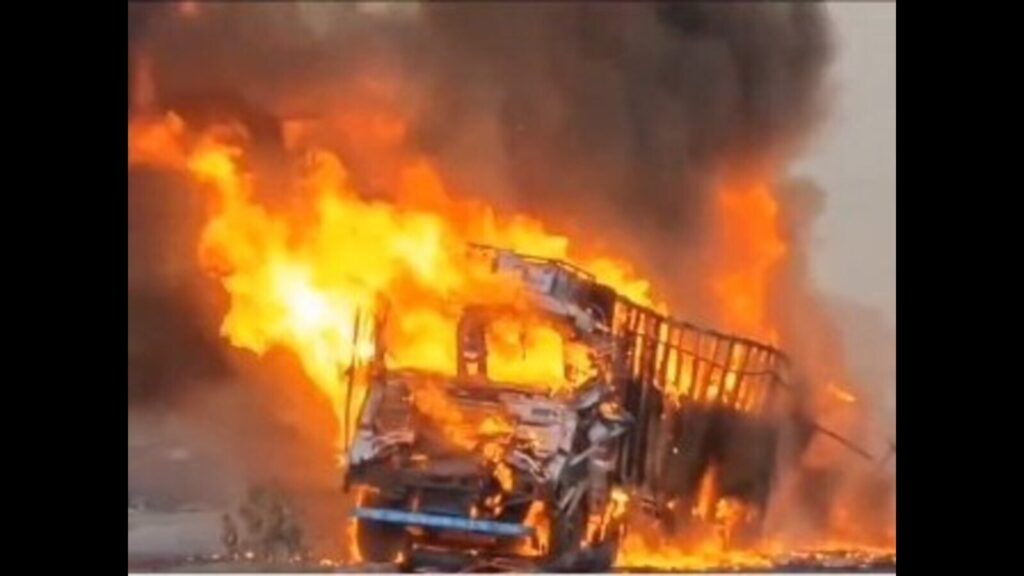 Driver charred to death, another injured after two trucks catch fire on Agra-Gwalior highway