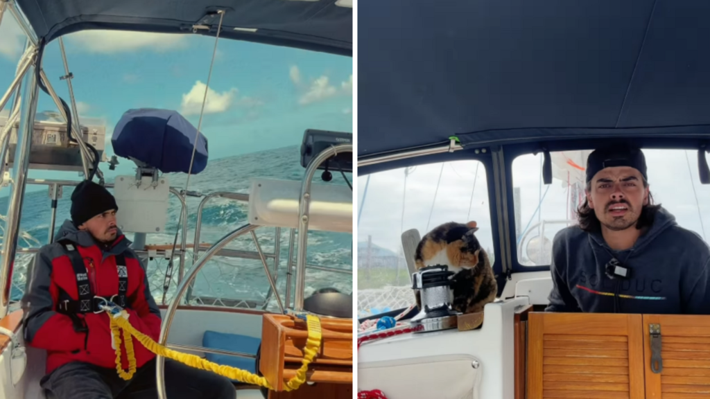 Fed up with 9-to-5 job, man uses life savings to buy boat and sail the Pacific with pet cat | Trending