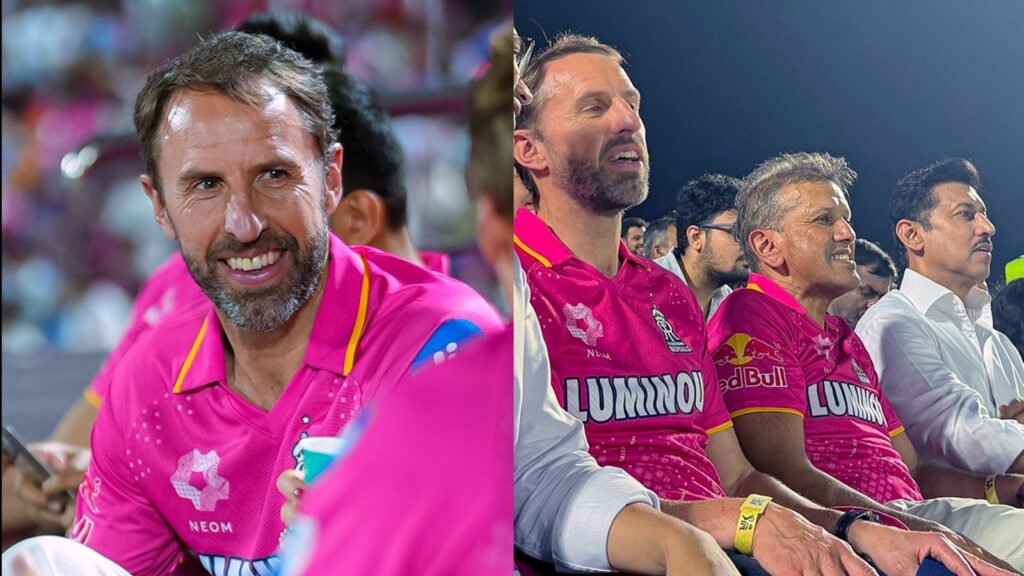 Gareth Southgate spotted in RR jersey during the clash against MI; Netizens say ‘what’s he doing there?’
