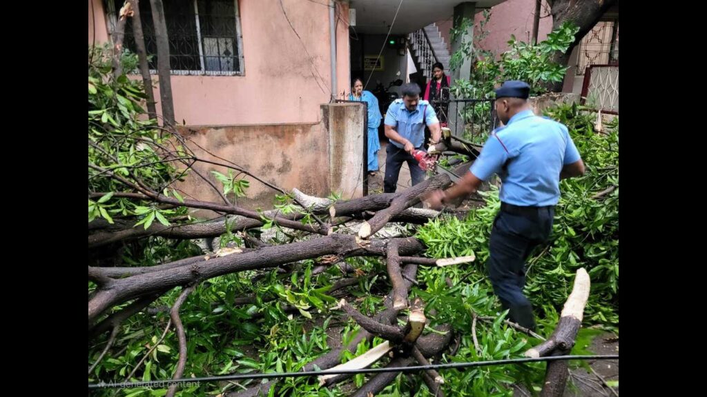 Heavy rain lashes Pune; 2 hoardings collapsed, 15 trees uprooted 