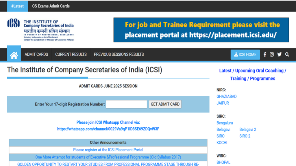 ICSI CS June Admit Card 2025 released at icsi.edu, download link here | Competitive Exams