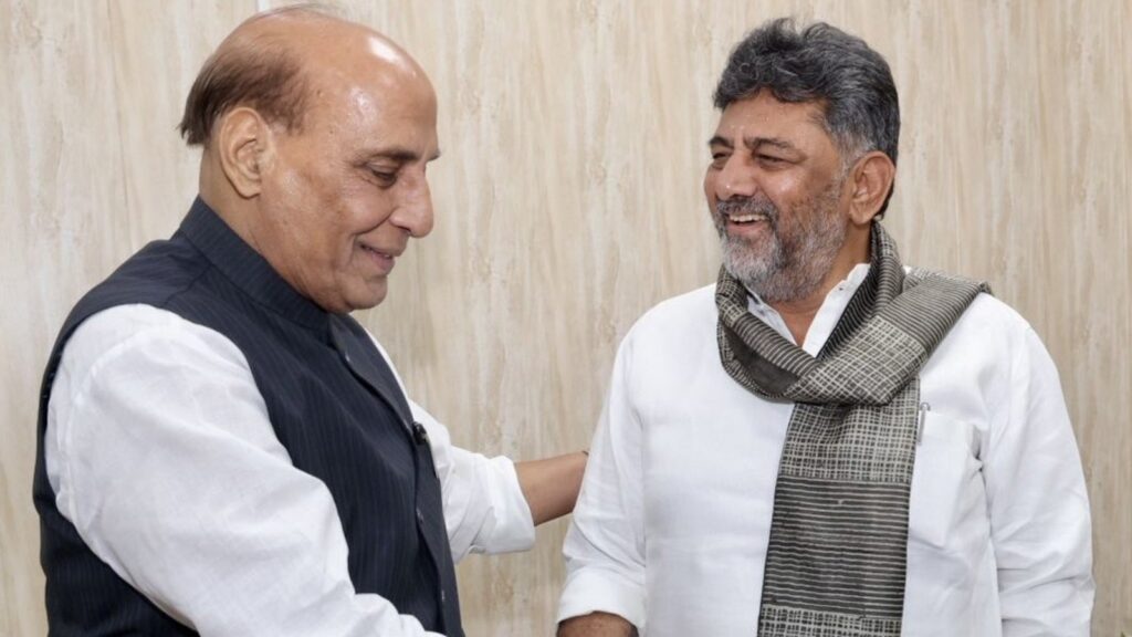 Karnataka Deputy CM DK Shivakumar meets Rajnath Singh, seeks defence land for Bengaluru civic works | Bengaluru