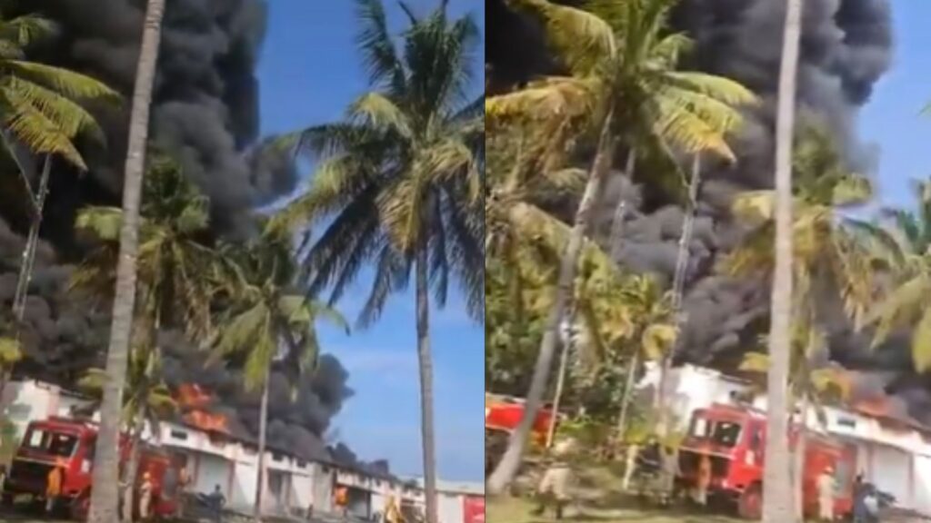 Massive fire breaks out at oil storage godown near Bengaluru. Watch | Bengaluru