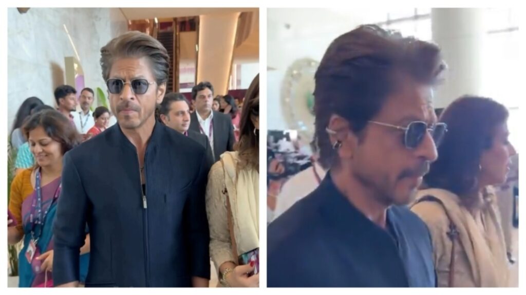 Shah Rukh Khan looks regal at WAVES 2025 in stylish blue jacket and metallic hoop earrings. Watch | Fashion Trends