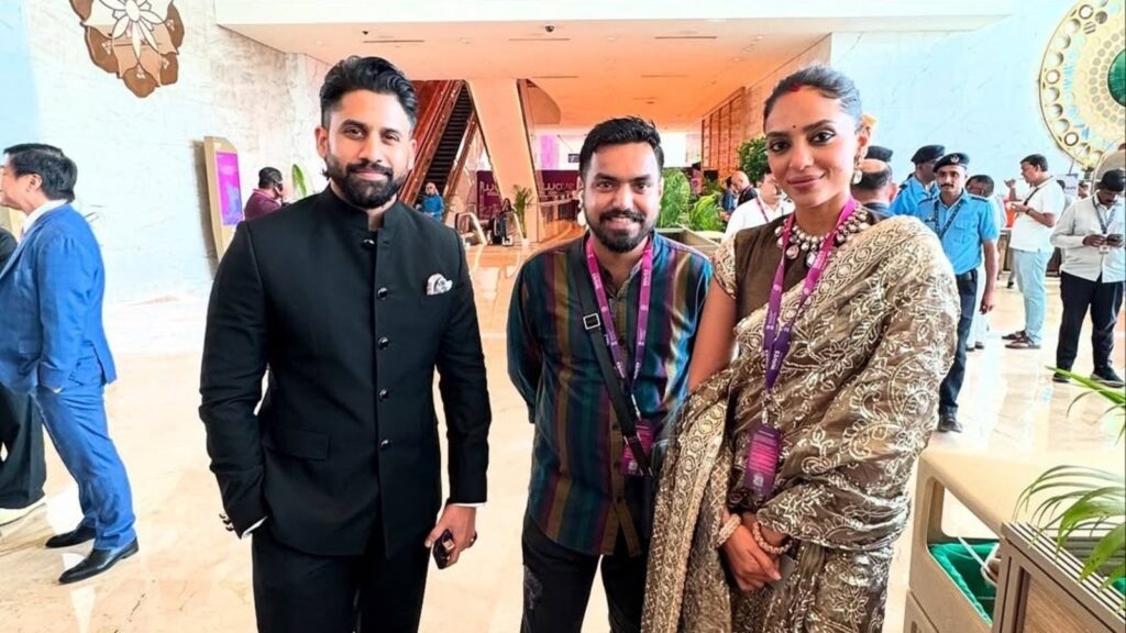 Sobhita Dhulipala flaunts ‘sindoor bhari maang’ and stunning saree; joins husband Naga Chaitanya at WAVES 2025