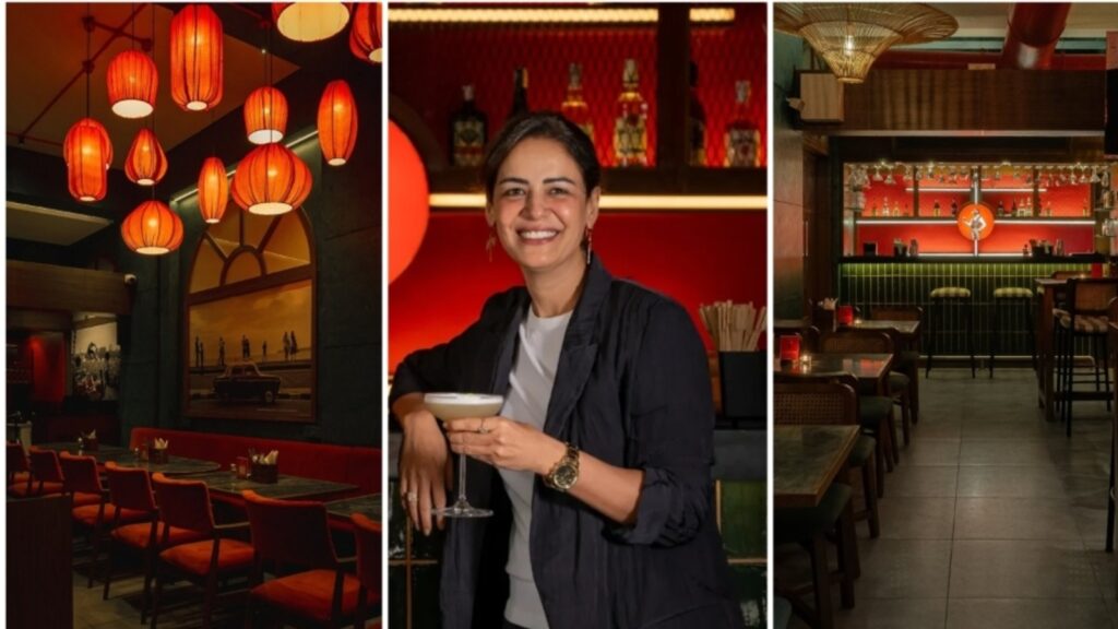 Step inside Mona Singh’s cool new Mumbai restaurant with bold red and green decor that has a vintage yet modern vibe