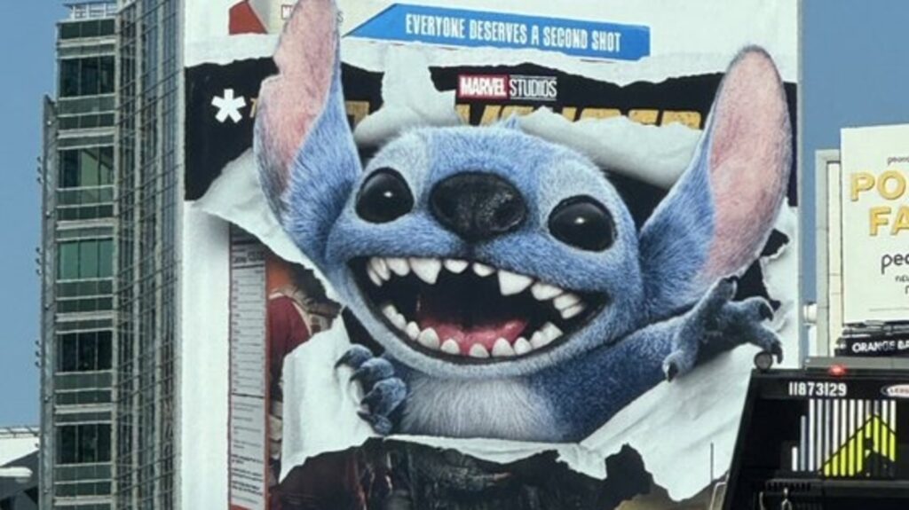 Thunderbolts billboard gets a hilarious update with Stitch tearing through it; fans say it was trying to ‘stop spoilers’ | Hollywood