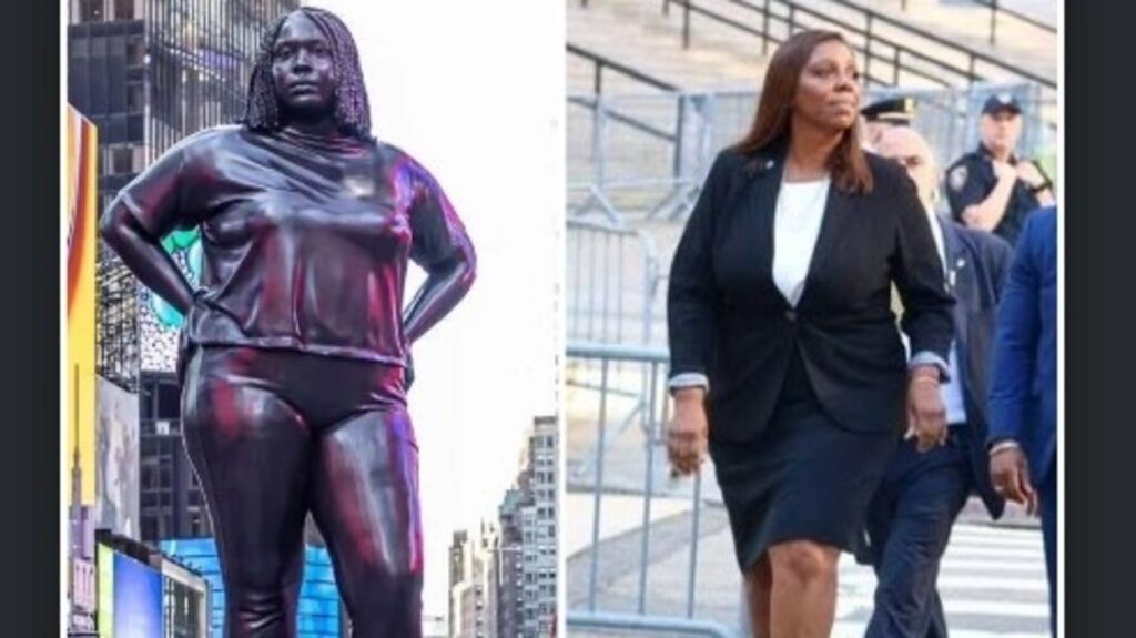 Times Square 12-foot tall woman sculpture mocked online; compared to Letitia James as Trump calls her ‘horrible’ person