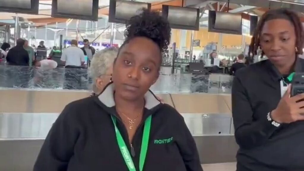 ‘Rude and unprofessional’: Frontier agents spark outrage after mocking flyer in viral video | Trending